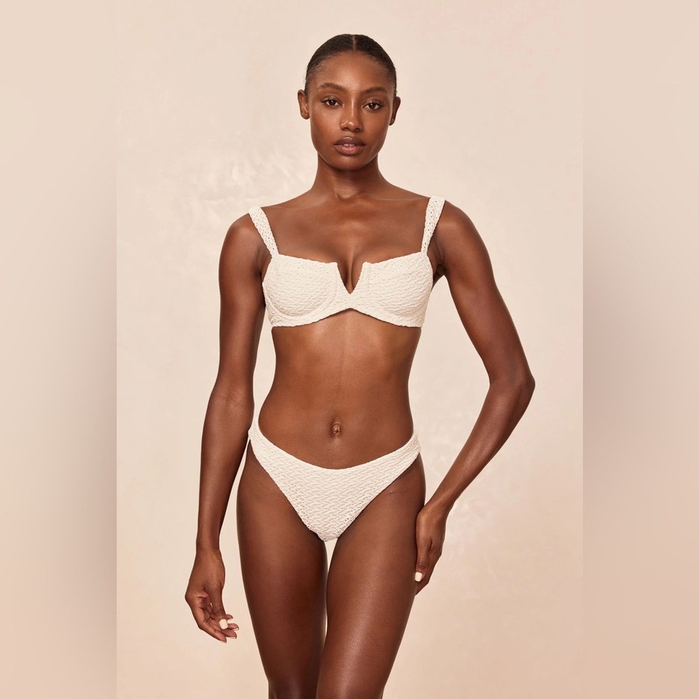 Monday swimwear ivory crochet VVV clovelly top